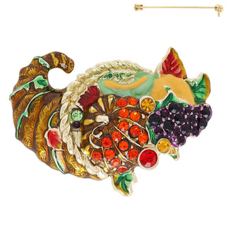 Cornucopia Basket Thanksgiving Brooch Pin