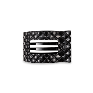 Jet Black Quilted Small Flat Rectangle Hair Clip