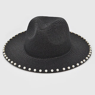 Pearl Beaded Straw Hat