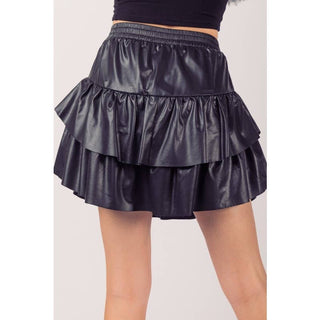 Janie Faux Leather Ruffle Skirt