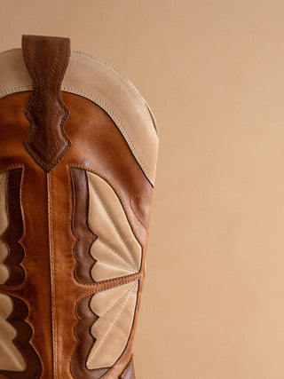 Fairy Butterfly Inlay Western Boots in Camel