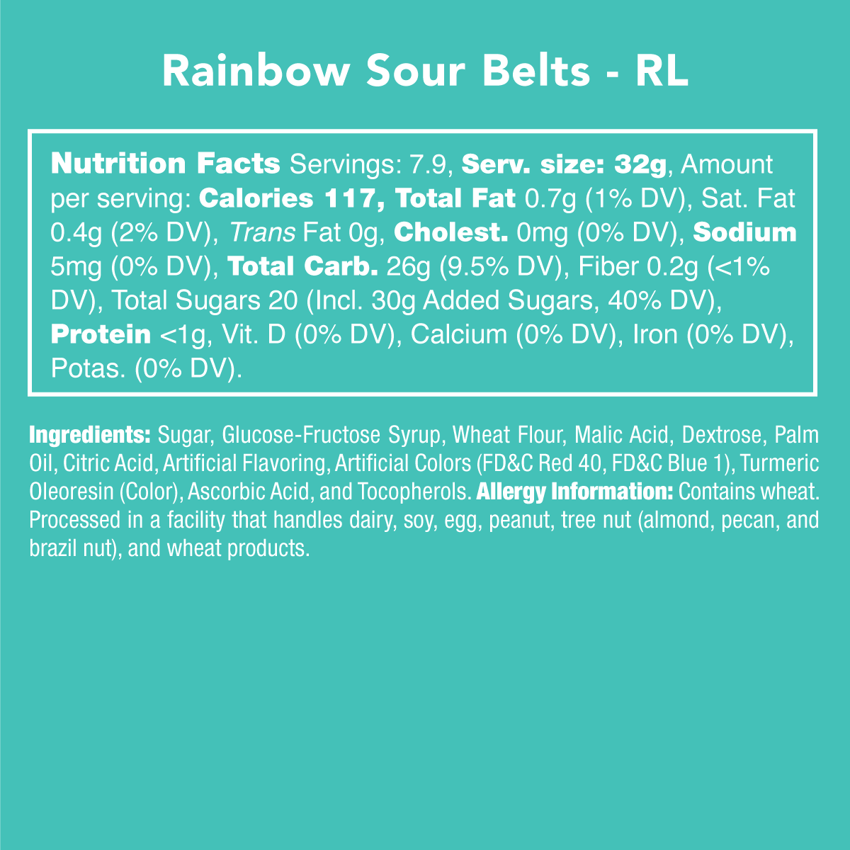 Candy Club Rainbow Sour Belt Candies