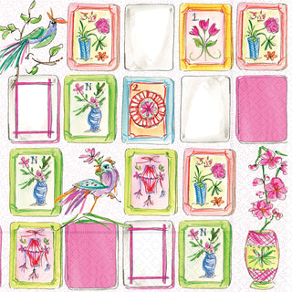 Mahjong pink cocktail napkins.