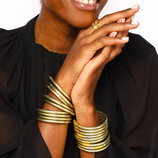 BuDhaGirl | All Weather Bangles (Set of 6) | Etoile(Soft Gold)
