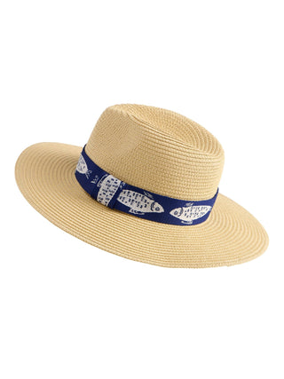 Fisher Nautical Straw Beach Tote & Sun Hat Set