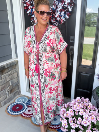flamingo tropical print dress swim coverup