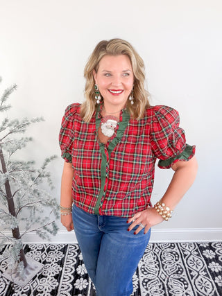 Flirty in Plaid Blouse