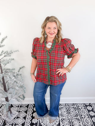 Flirty in Plaid Blouse