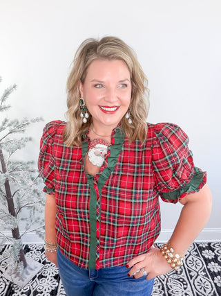 Flirty in Plaid Blouse