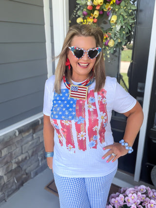 Floral American Flag T-Shirt