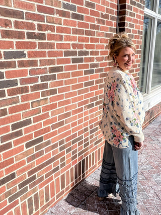 Floral Bliss Mock Neck Sweater