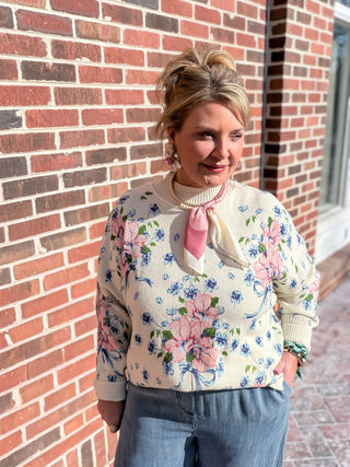 Floral Bliss Mock Neck Sweater