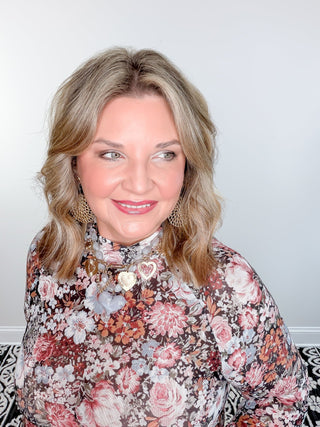 Floral Edge Mesh Blouse