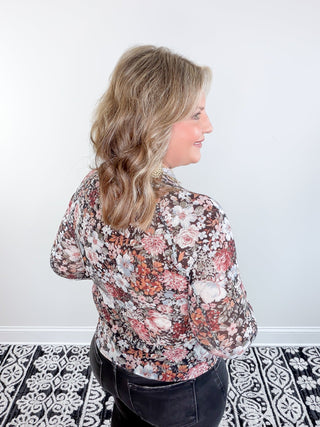 Floral Edge Mesh Blouse