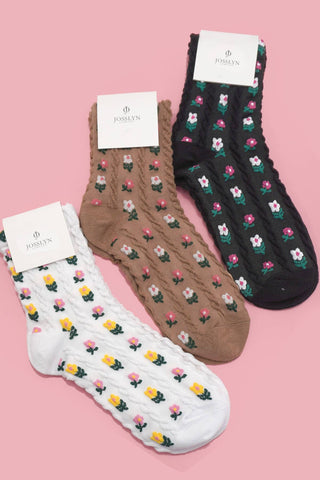 Floral Mid Calf Length Socks
