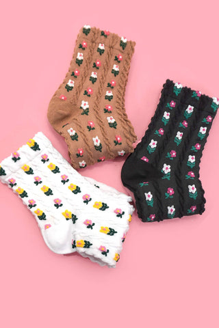Floral Mid Calf Length Socks