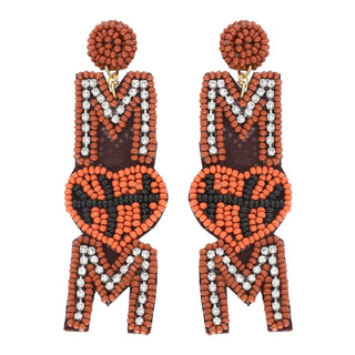 "Football Mom" Crystal Beaded Embroidery Earrings