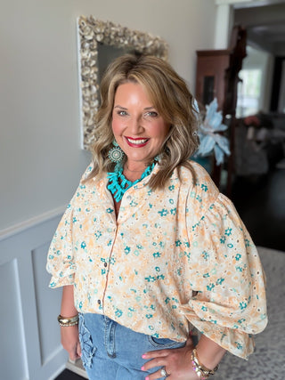 floral eyelet blouse