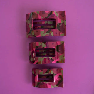 Teleties Garden Glow rectangular flat hair clips.
