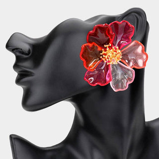 Transparent resin floral garden party earrings.