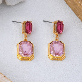 Geometric Crystal Cut Drop Earrings