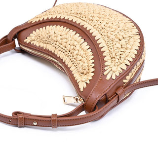 Georgia Woven Crescent Crossbody Bag