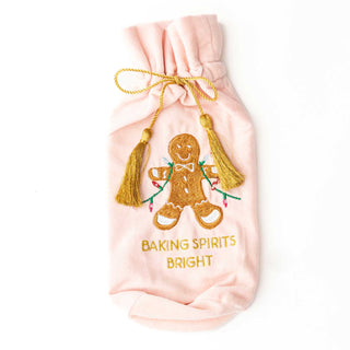 Gingerbread Embroidered Pink Wine Bag