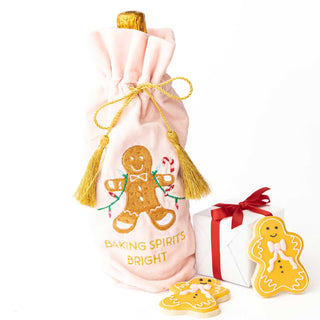 Gingerbread Embroidered Pink Wine Bag