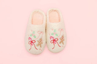 Pair of slippers with gingerbread  and bows