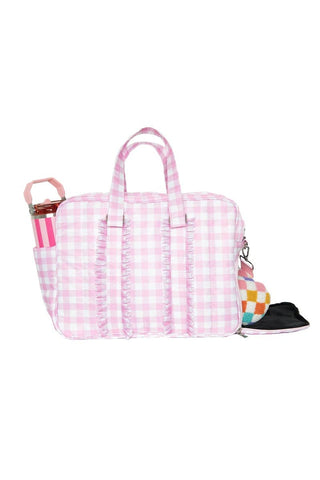 Gingham Ruffle Weekender Bag
