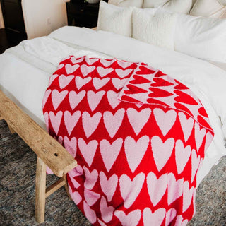 Girly Red Hearts Valentine's  Blanket