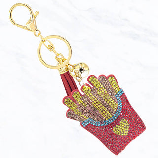 Glittering Crystal French Fries Keychain