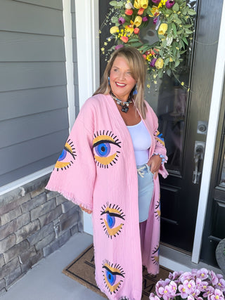 Gold Evil Eye Kaftan Kimono