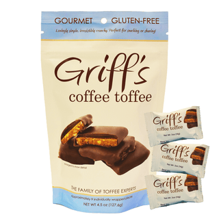 Griff's coffee toffee bag with individual toffee pieces
