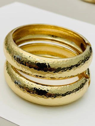 Gold hammered hinge bracelet.