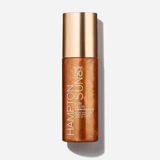 Hampton Sun Sun Glow Luminous Body Oil bottle.