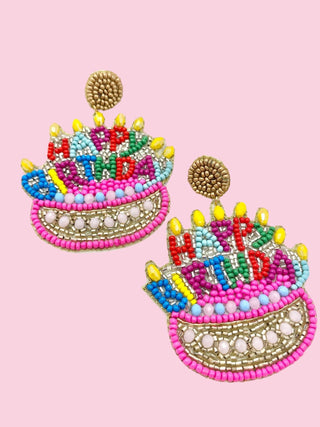 Happy Birthday Beaded Earring