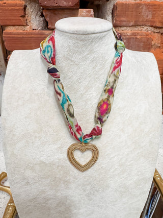 Heart Textured Scarf Necklace