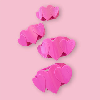 Heart to Heart Flat Hair Clips in pink.