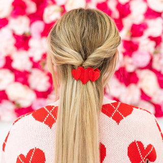 Heart to Heart Flat Hair Clip | Red
