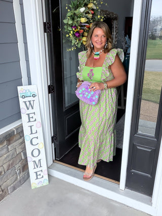 Heirloom Garden Botanical Ruffle Midi Dress