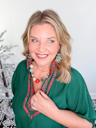 Holiday Contrast Blouse | Green