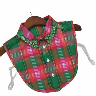 A holiday patterned dickie  collar.