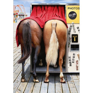 Horses In Photo Booth | Birthday Greeting Card