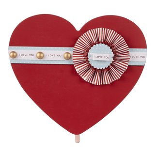 Red heart-shaped decorative topper 