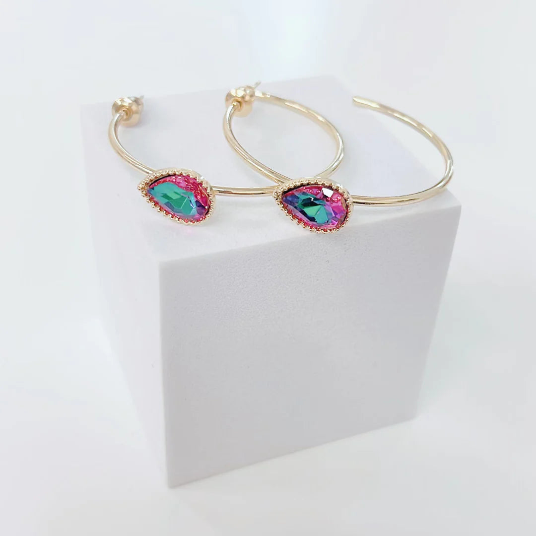 Teal Multi Radiance Hoop Earrings