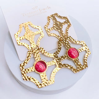 "Treasure Jewels" Stacey Large Bubble Earrings - Rose Pink