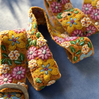 "In the Garden" Embroidered Wool Belt