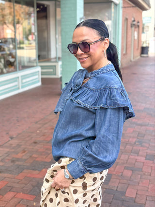 Ivy Jane | Denim Bow Blouse