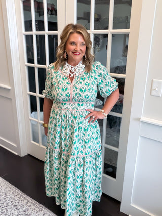 ivy jane green and pink maxi dress